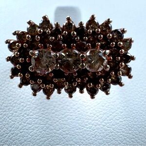 1.5 TKW Champagne Diamond ring size 7 rose gold over sterling silver